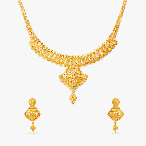 Grandeur Weave Gold Necklace Set