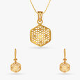 Hexagonal Pendant and Earrings Set,,hi-res image number null