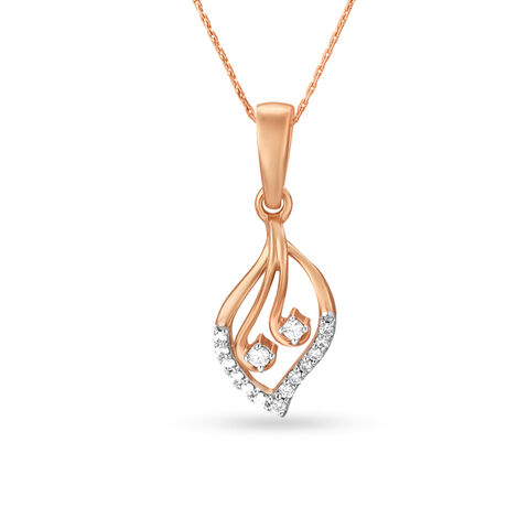 Chic Leaf Pattern Diamond Pendant and Earrings Set