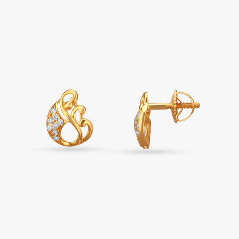 Swirl Glow Gold Stud Earrings