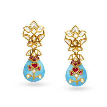 Vibrant 22 Karat Yellow Gold Floral Drops