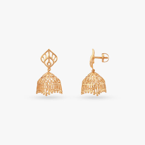 Radiant Cage Gold Jhumka Earrings