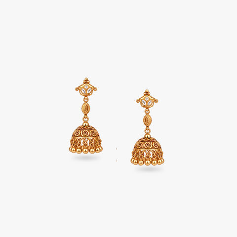 Filigree Bell Gold Drop Earrings