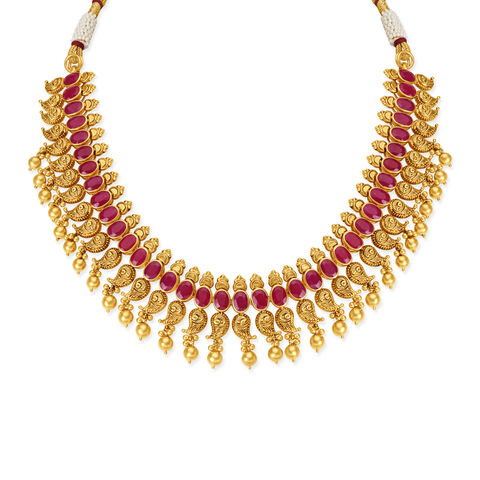 Opulent Gold and Ruby Necklace Set