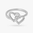 Heart Motif White Platinum Finger Ring,,hi-res image number null