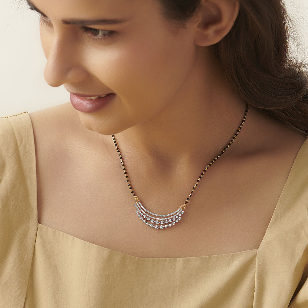 Stunning Minimal Diamond Mangalsutra in Yellow and White Gold