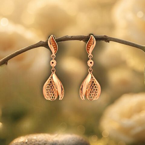 Honeycomb Bloom Gold Jhumka Earrings