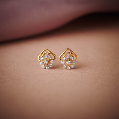 Graceful Floral Diamond Stud Earrings