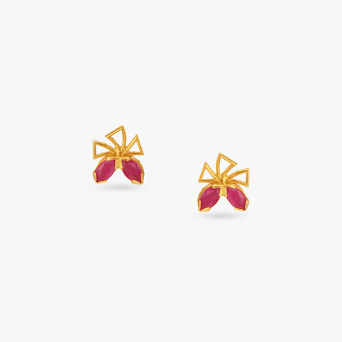 Playful Geo Ruby Stud Earrings