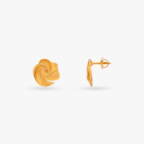 Whirling Petal Gold Stud Earrings