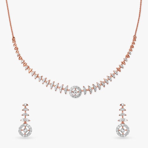 Starlit Halo Diamond Necklace Set