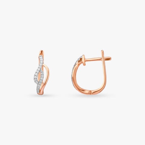 Wave Gleam Diamond Hoop Earrings