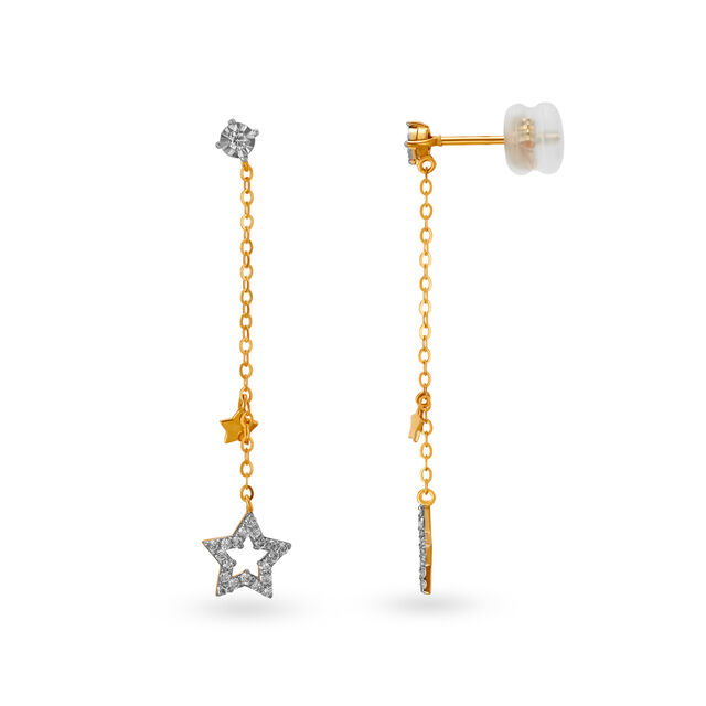 18 Karat Gold and Diamond Drop Earrings,,hi-res image number null