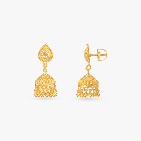 Sunlit Melody Gold Jhumka Earrings