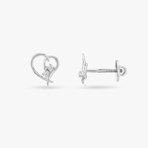 Heart Diamond Stud Earrings