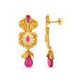 Intricate Gold Drop Earrings with Gemstones,,hi-res image number null