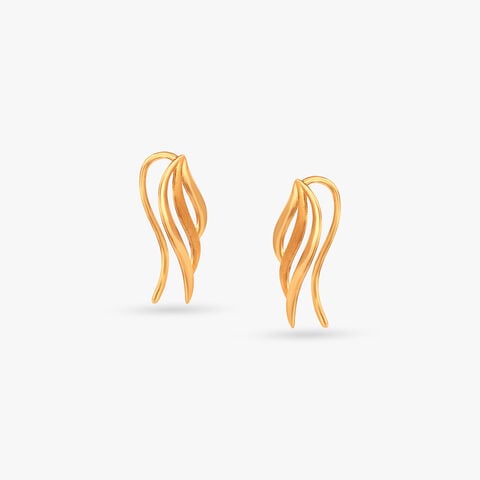 Flowing Flame Gold Stud Earrings
