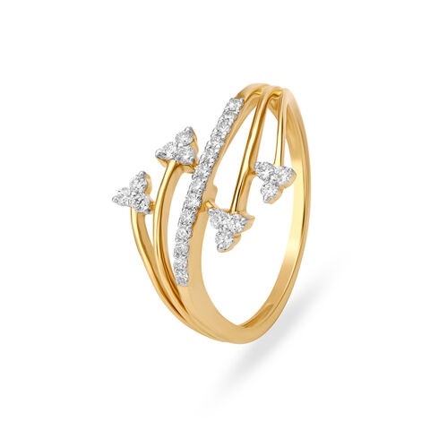 Layered Floral Gold and Diamond Finger Ring