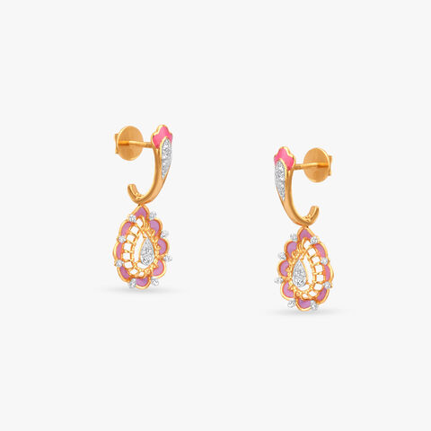 Blushing Petal Diamond Drop Earrings