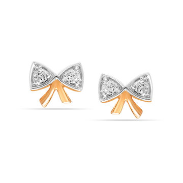 14KT Rose Gold Opulent Floral Twist Diamond Stud Earring