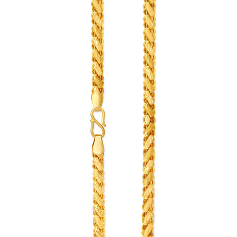 August 22 Karat Yellow Gold Etched Wave Chain