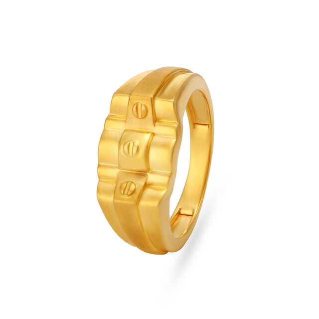 Urbane Carved Gold Finger Ring For Men,,hi-res image number null