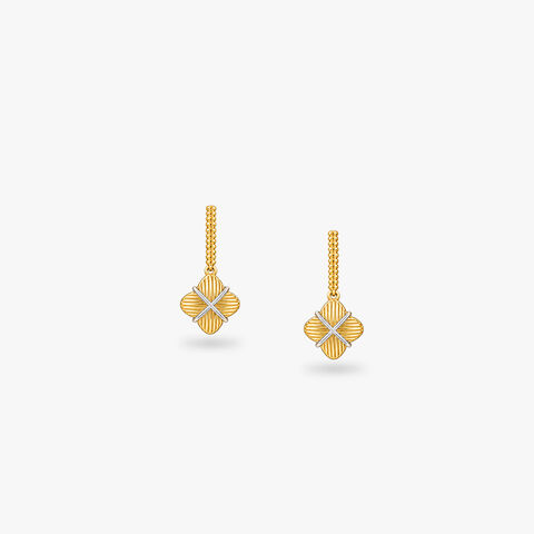 Striped Blossom Gold Drop Earrings