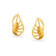 Alluring Leaf Motif Gold Stud Earrings,,hi-res image number null