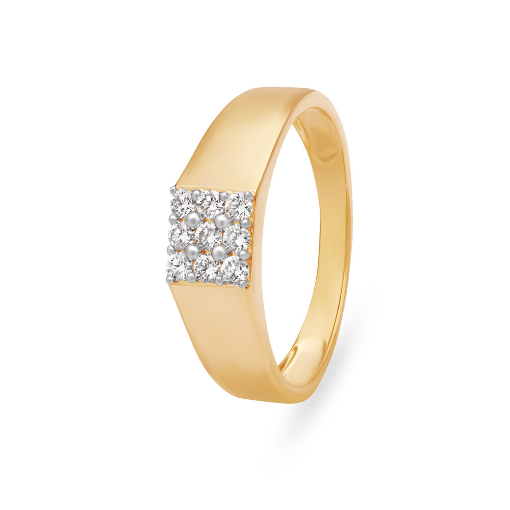 Men's 13mm 14k Gold Plated Solitaire Ring with Round Cubic Zirconia - Size  9.5 - Walmart.com