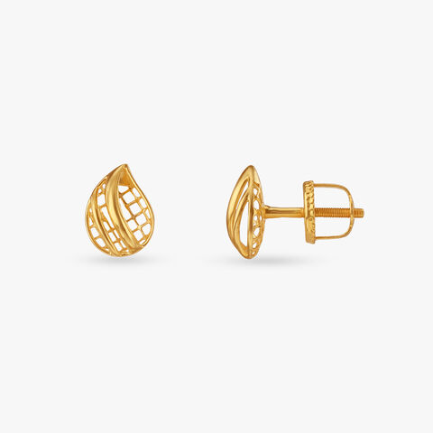 Artistic Teardrop Gold Stud Earrings