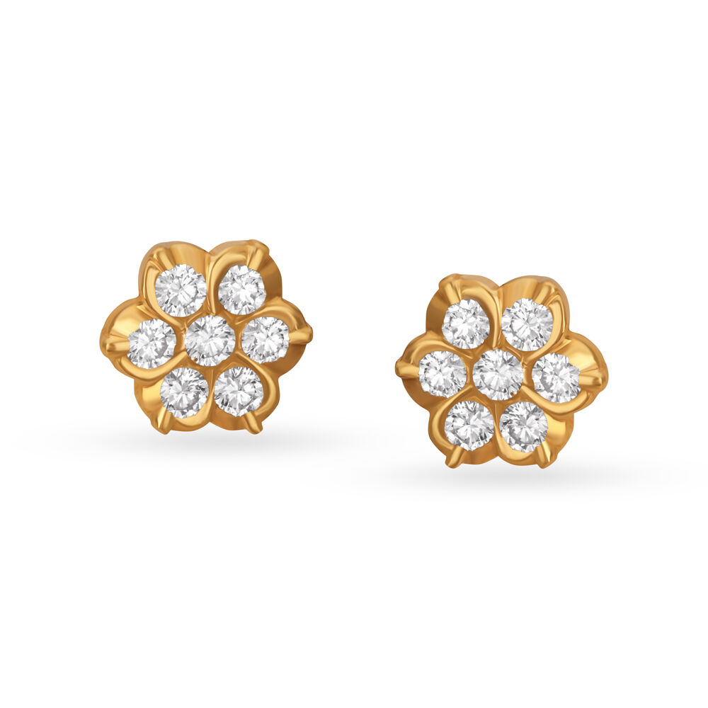 18K Gold 7 Stone Diamond Earrings For Women  235DER106 in 2250 Grams