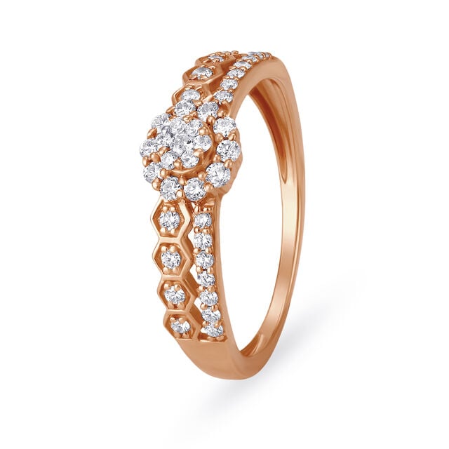 Embellished 18 Karat Rose Gold And Diamond Finger Ring,,hi-res image number null
