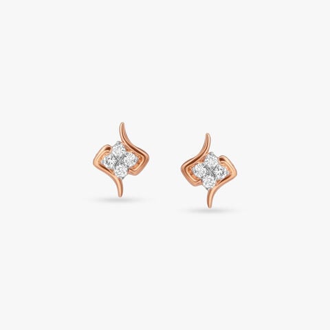 Ribbon Radiance Diamond Stud Earrings