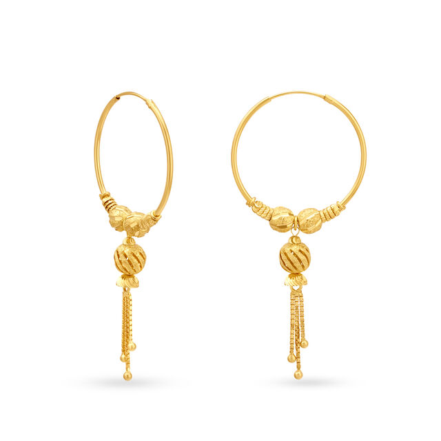 Classy 18 Karat Yellow Gold Hoop Earrings,,hi-res image number null