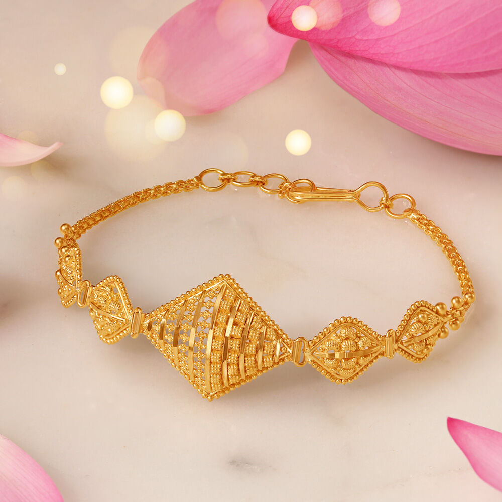 Gold Bracelet With Black Beads In 22K Gold - Lagu Bandhu