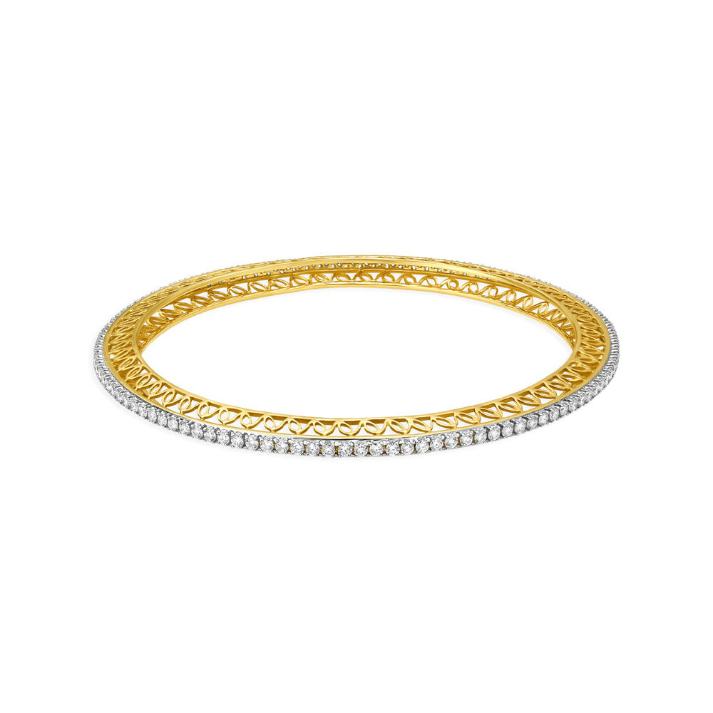 Enchanting Diamond Studded Gold C Kada for men