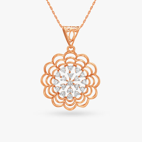 Poised Floral Diamond Pendant and Earrings Set