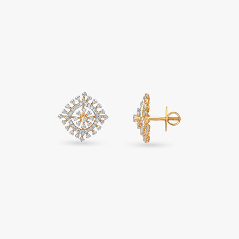 Celestial Grid Diamond Stud Earrings