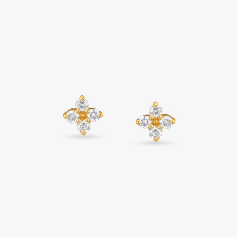 Dainty Daisy Diamond Stud Earrings