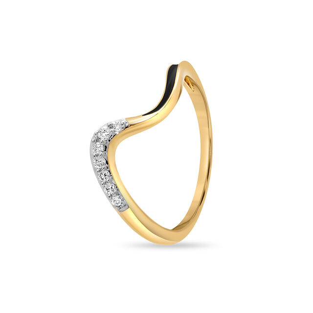 14 KT Yellow Gold Wavy Diamond Ring,,hi-res image number null