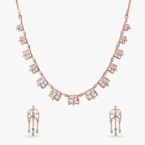 Floral Cascade Diamond Necklace Set