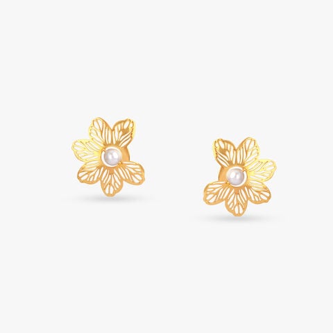 Bloom Lace Gold Stud Earrings