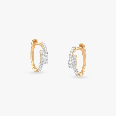 Parallel Shift Diamond Gold Hoop Earrings