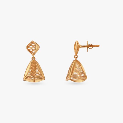 Lattice Charm Gold Jhumka Earrings