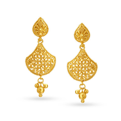 Bedazzling Rawa Work Gold Drop Earrings