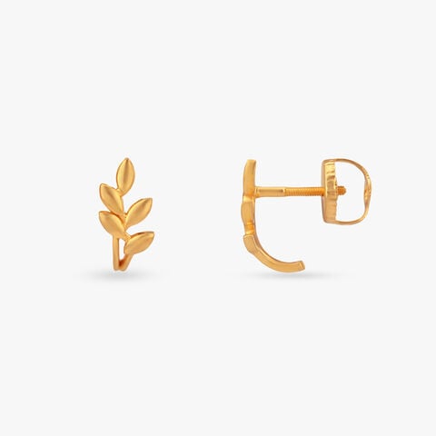 Leaf Trail Gold Stud Earrings