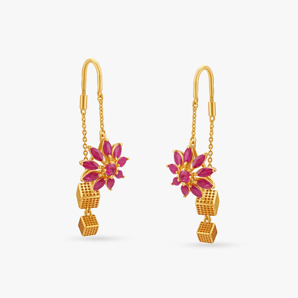 Gorgeous Ruby Sui Dhaga Drop Earrings