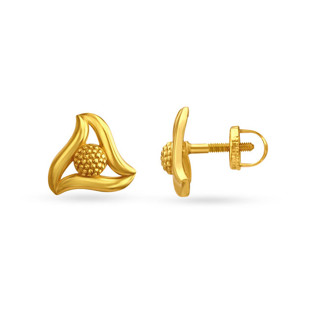 Eccentric Gold Flowerbud Stud Earrings,,hi-res image number null