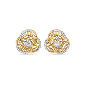 14 KT Yellow Gold vintage Diamond Stud Earrings
