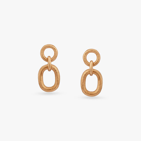 Interlinked Oval Gold Drop Earrings